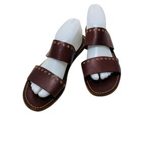 Lanapo Brown Italian Leather Studded Sandals Sz-9 (40)